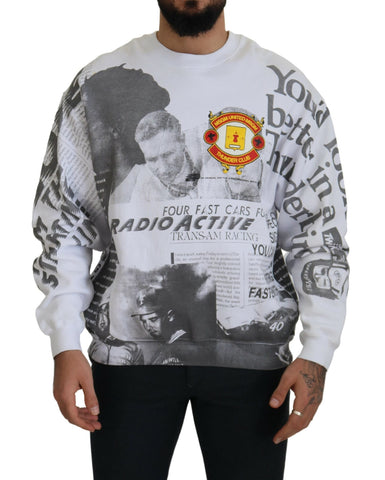 White Cotton Crewneck Pullover Sweatshirt Sweater MSGM