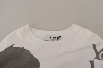 White Cotton Crewneck Pullover Sweatshirt Sweater MSGM