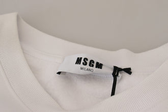 White Cotton Crewneck Pullover Sweatshirt Sweater MSGM