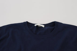Blue Cotton Crewneck Pullover Sweater Paolo Pecora Milano