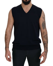 Black Cotton V-neck Sleeveless Tank T-shirt Paolo Pecora Milano