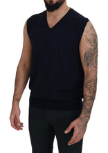 Black Cotton V-neck Sleeveless Tank T-shirt Paolo Pecora Milano