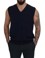 Black Cotton V-neck Sleeveless Tank T-shirt Paolo Pecora Milano
