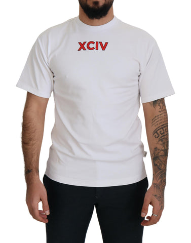 White Logo Print Cotton Short Sleeves T-shirt GCDS