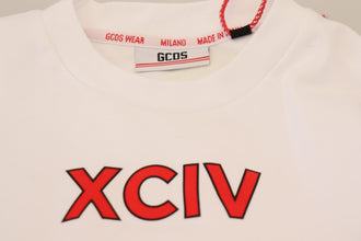 White Logo Print Cotton Short Sleeves T-shirt GCDS