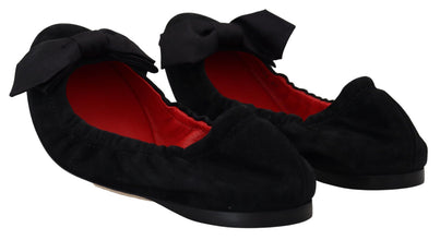 Black Suede Flat Slip On Ballet Shoes Dolce & Gabbana