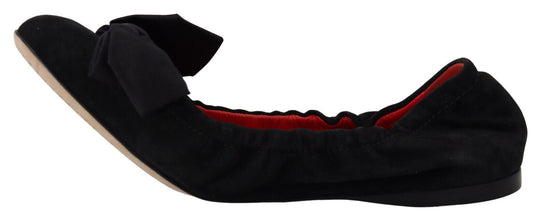 Black Suede Flat Slip On Ballet Shoes Dolce & Gabbana