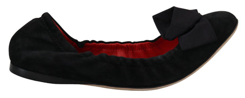 Black Suede Flat Slip On Ballet Shoes Dolce & Gabbana