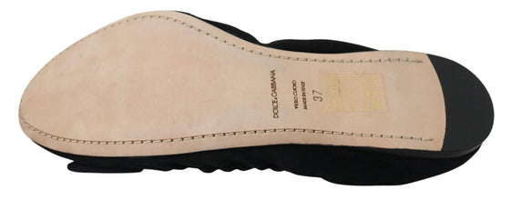 Black Suede Flat Slip On Ballet Shoes Dolce & Gabbana
