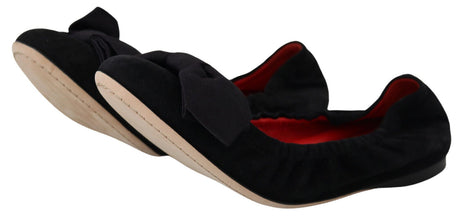 Black Suede Flat Slip On Ballet Shoes Dolce & Gabbana