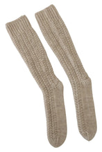 Beige Wool Knit Calf Long Women Socks Dolce & Gabbana