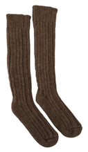Brown Wool Knit Calf Long Women Socks Dolce & Gabbana