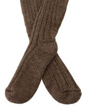 Brown Wool Knit Calf Long Women Socks Dolce & Gabbana