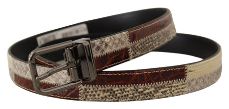 Multicolor Exotic Leather Patchwork Metal Belt Dolce & Gabbana