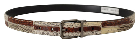 Multicolor Exotic Leather Patchwork Metal Belt Dolce & Gabbana