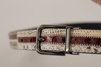Multicolor Exotic Leather Patchwork Metal Belt Dolce & Gabbana