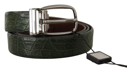 Green Exotic Leather Silver Buckle Belt Dolce & Gabbana