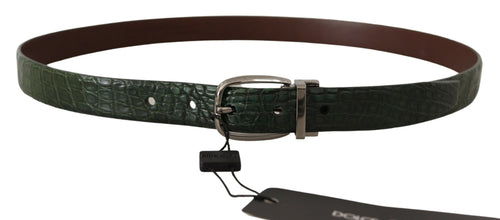 Green Exotic Leather Silver Buckle Belt Dolce & Gabbana