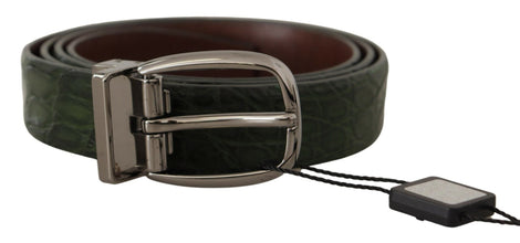 Green Exotic Leather Silver Buckle Belt Dolce & Gabbana