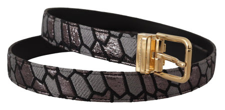 Multicolor Patchwork Leather Gold Jaquard Belt Dolce & Gabbana