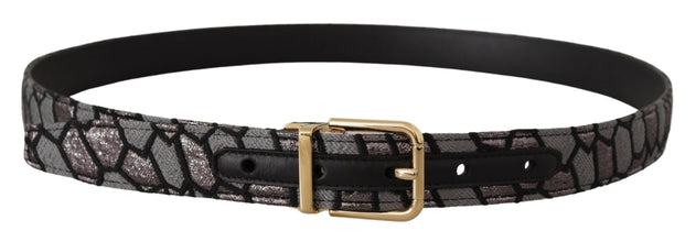 Multicolor Patchwork Leather Gold Jaquard Belt Dolce & Gabbana