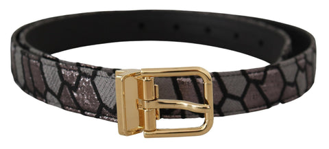 Multicolor Patchwork Leather Gold Jaquard Belt Dolce & Gabbana