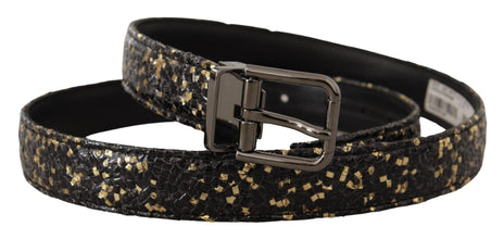 Gold Black Two-toned Leather Chrome Buckle Belt Dolce & Gabbana