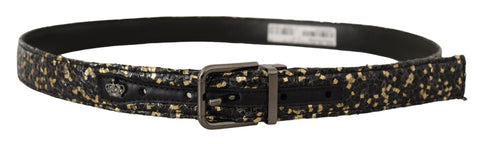 Gold Black Two-toned Leather Chrome Buckle Belt Dolce & Gabbana