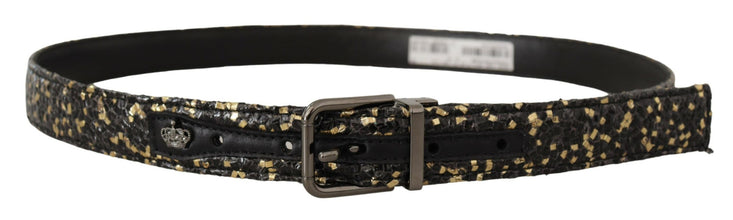 Gold Black Two-toned Leather Chrome Buckle Belt Dolce & Gabbana