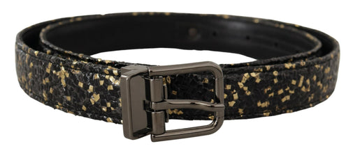 Gold Black Two-toned Leather Chrome Buckle Belt Dolce & Gabbana
