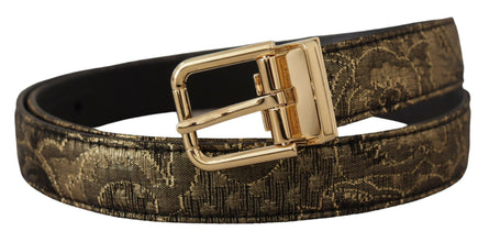 Black Two-toned Leather Gold Engraved Buckle Belt Dolce & Gabbana