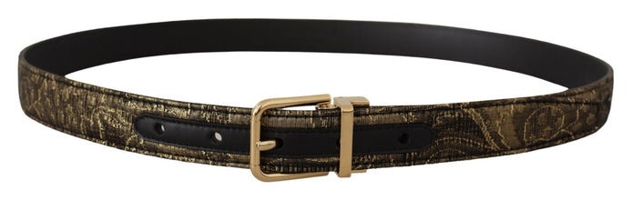 Black Two-toned Leather Gold Engraved Buckle Belt Dolce & Gabbana