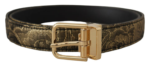 Black Two-toned Leather Gold Engraved Buckle Belt Dolce & Gabbana