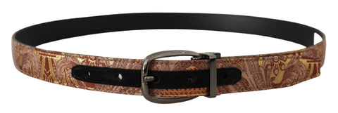 Multicolor Embossed Leather Black Metal Buckle Belt Dolce & Gabbana
