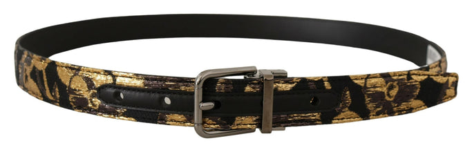 Multicolor Jacquard Leather Logo Metal Buckle Belt Dolce & Gabbana