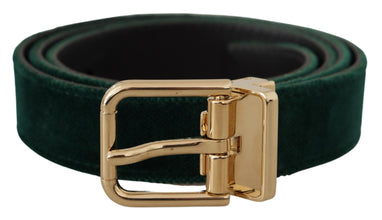 Green Velvet Leather Gold Metal Logo Belt Dolce & Gabbana