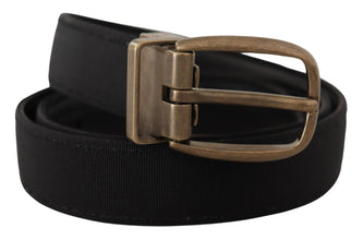 Black Grosgrain Leather Bronze Metal Belt Dolce & Gabbana