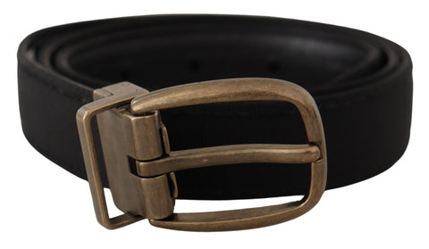 Black Grosgrain Leather Bronze Metal Belt Dolce & Gabbana