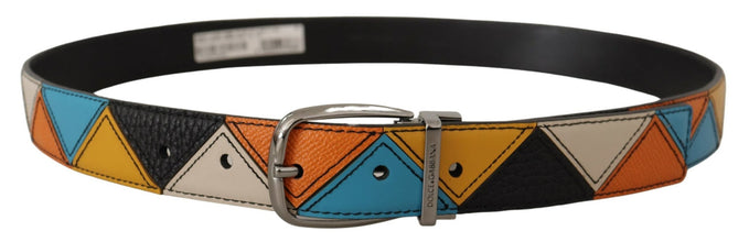 Multicolor Leather Silver Tone Logo Buckle Belt Dolce & Gabbana