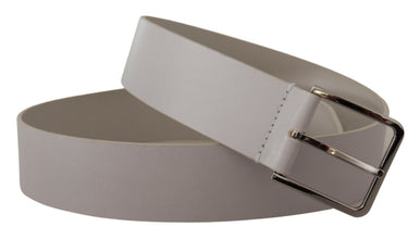 White Leather Wide Silver Metal Buckle Belt Dolce & Gabbana