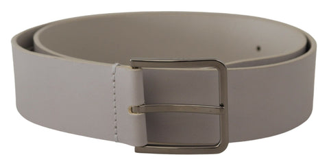 White Leather Wide Silver Metal Buckle Belt Dolce & Gabbana