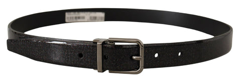 Black Vernice Puntinata Leather Silver Tone Metal Belt Dolce & Gabbana