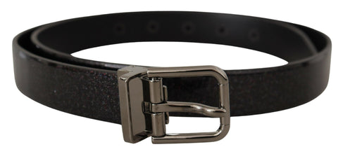 Black Vernice Puntinata Leather Silver Tone Metal Belt Dolce & Gabbana