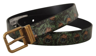 Multicolor Leather Vernice Pavone Bronze Metal Belt Dolce & Gabbana