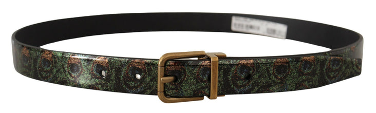 Multicolor Leather Vernice Pavone Bronze Metal Belt Dolce & Gabbana