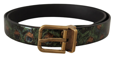 Multicolor Leather Vernice Pavone Bronze Metal Belt Dolce & Gabbana