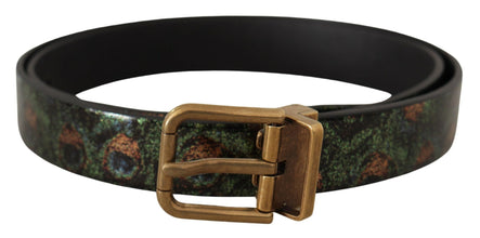 Multicolor Leather Vernice Pavone Bronze Metal Belt Dolce & Gabbana