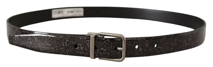Black Goccia Glitter Patent Leather Buckle Vernice Belt Dolce & Gabbana