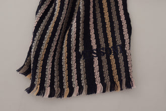 Multicolor Stripes Wool Knit Fringe Shawl Scarf Missoni