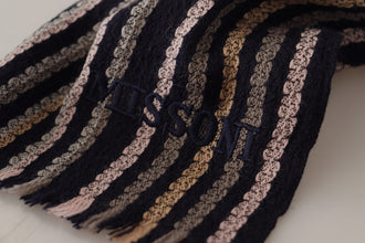 Multicolor Stripes Wool Knit Fringe Shawl Scarf Missoni